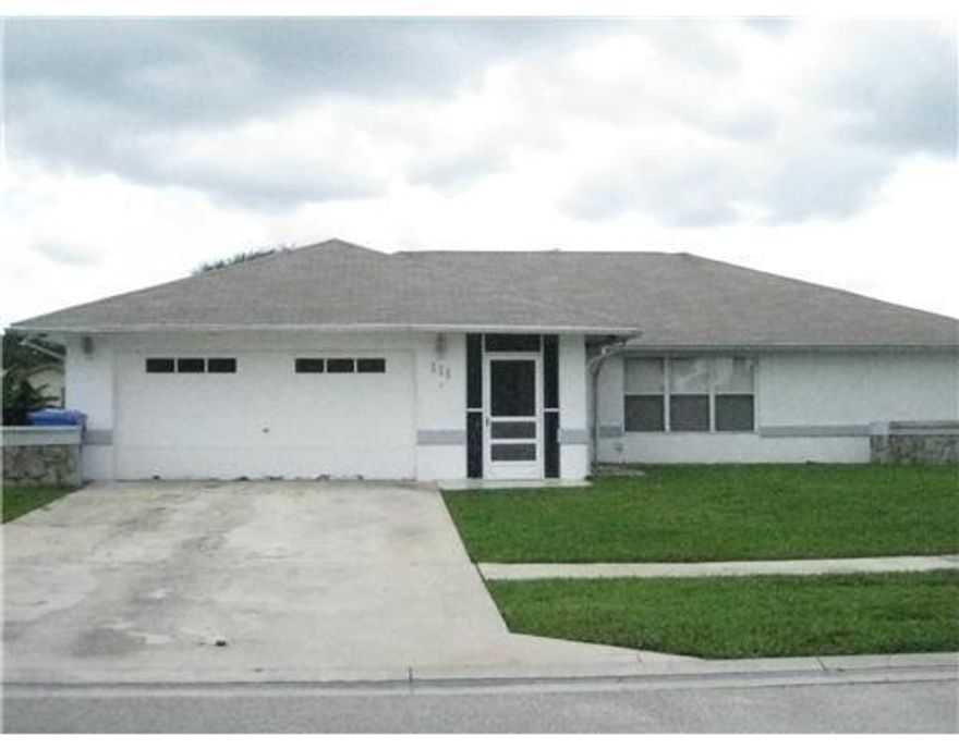 Cozy 3 bedrooms,2 bathrooms,2 car garage, open-floor plan, vaulted-ceiling, formal dining, living, family-room and split bedrooms. Home sits on a huge corner lot with screened patio. NO HOA. Conveniently located close to the Turnpike, shopping, airport and area beaches and more...