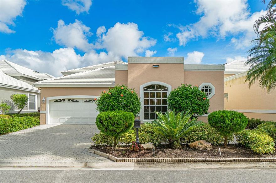 This spacious, one-story home is filled with natural light from the abundance of skylights. The beautiful voluminous ceilings frame the open concept living and dining rooms. The master suite offers a large master bathroom, his/her walk-in closets and golf course views from the sliding doors that lead outdoors. Two secondary bedrooms share an en-suite Jack and Jill bath. An additional den serves as a perfect office space. The outdoor patio overlooks the pool and spill-over spa with picturesque golf course views as the backdrop. Additional benefits of this home include a newer roof, powder bath, separate laundry room, and a direct drive-in, two-car garage. Located on a tree-lined private street within the award-winning Polo Club Country Club where membership is required.