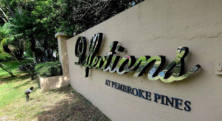 Brand new  dishwasher  .First floor corner unit located in Reflections @ Pembroke Pines . Nestled next to Bayberry Lake, the gym ,main pool and clubhouse. Condo comes with two parking spots (in addition there are several guest spots) fresh paint, tile throughout. Overnight security. Washer dryer. Sorry no pets per owner  ..primary bath has step in shower, the guest bath a tub. Several parks, restaurants & charter schools close by. Entire community will be painted, new roofs and blacktop.  all in progress in 2025-2026 .2 pools, 2 wading pools, gym, accordion shutters, tennis, basketball, BBQ grills & clubhouse available to rent for parties. The Reflections community , which is situated between Taft and Sheridan Street, borders Bayberry Lake to the east and makes for stunning sunrise views .