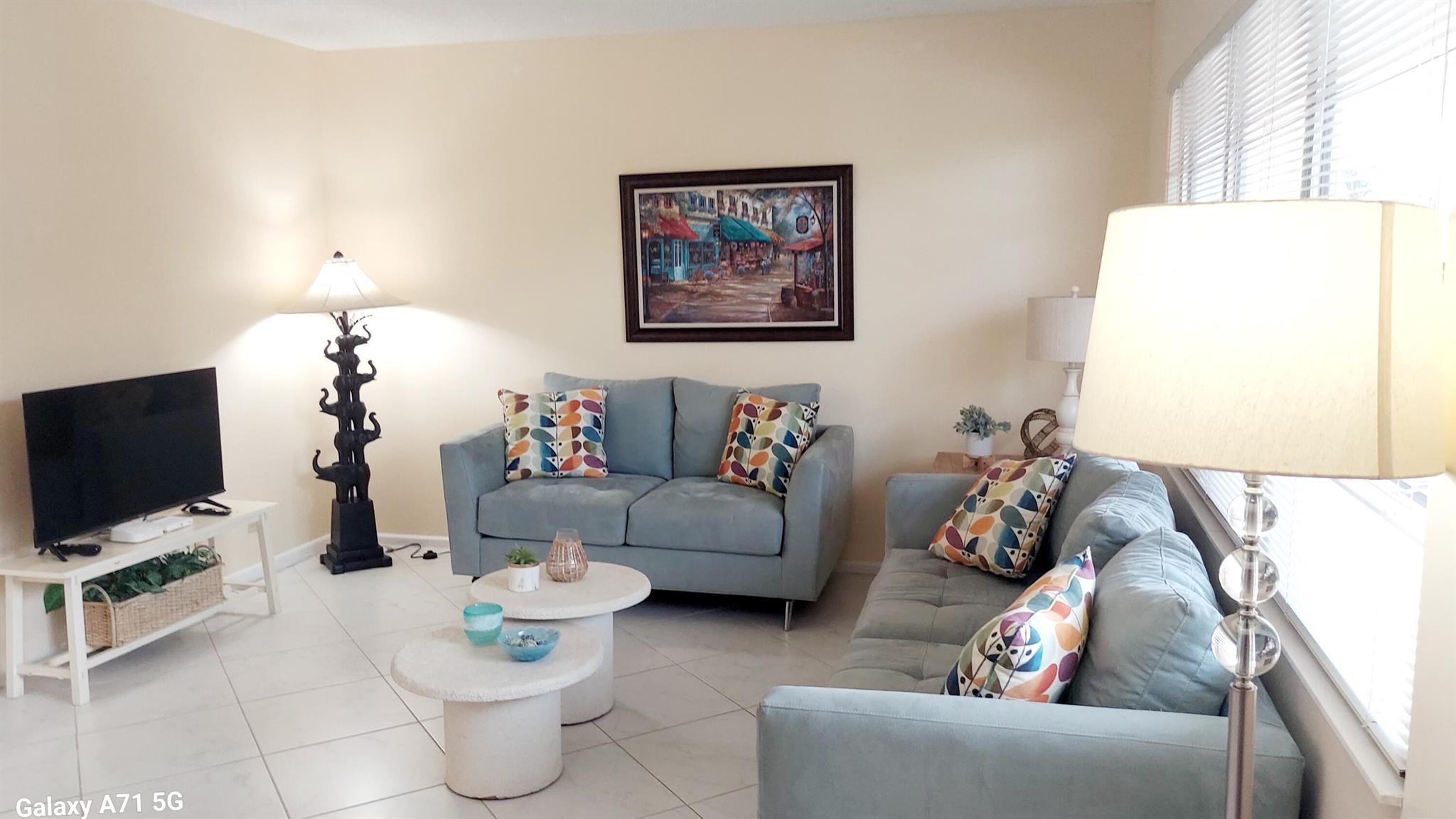 Annual or 6 month seasonal rental ! 55 plus community! This is the one! Discover your MOVE-IN -READY RENTAL, 2nd floor 1 bedroom 1.5 baths home in Century Village Boca. Adorable, well-furnished for annual or seasonal six-month rental Come into your beautiful well furnished condo, The condo boasts a lanai with breathtaking water views. Enjoy the open concept of a big living and dining room space.