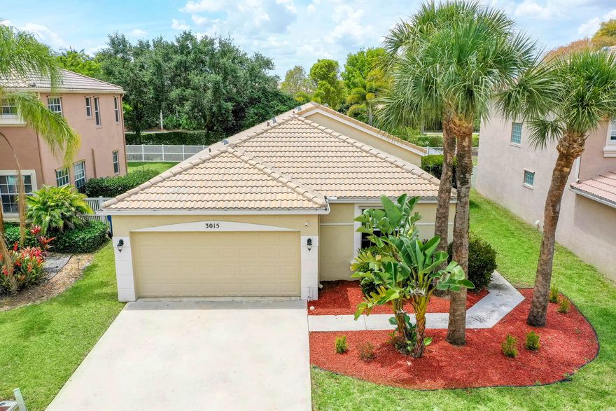 Check out this cozy 3 bedroom 2 bath home in the highly desirable community of Madison Green. This home has a newer Water Heater, A/C,  Stainless Steel appliances and Washer/Dryer. This home also features all new Impact Glass windows and slider door! Soak up the Florida sun in the large, fenced in backyard that is perfect for kids and pets with plenty of room for a pool! Madison Green has all of the perks of country club living without the fees! Updated clubhouse with fitness center, pool, basketball court, kid's playground and pool and golf course are some of the amazing amenities available. Low HOA fees include cable and internet. Saratoga does not require HOA approval. Don't miss out on this amazing home!