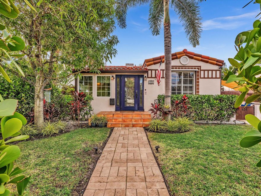 Charming 3BD/2BA home + Studio Guest Cottage, fully furnished and ready to live like you're on vacation! Features real wood floors, granite countertops, stainless steel appliances, crown molding, plantation shutters, closets in every room, and new impact doors with screened entries. Exterior includes a barrel-tile roof, new brick driveway, fruit trees, tiled side patio, and large fenced yard with gazebo-covered travertine terrace, turf, lush landscaping, and shed. A studio guest cottage with bath, lofted bed, new A/C, private patio, and alley parking is ideal for seasonal of annual rental. Located in around the corner from LaMarina Restaurant / Rybovich Superyacht Marina and the Icon Marina Village. Annual $6500 / Seasonal $6900