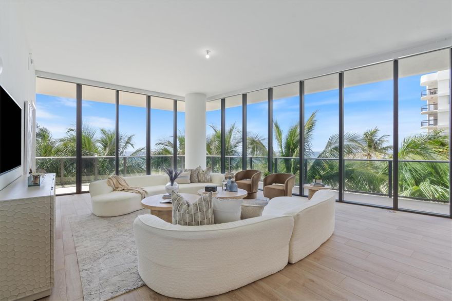 The newest standard of luxury living on the beach - CASAMAR 301 is a one of a kind, 3 bedroom, villa-like residence on the beach. The entire south side of the building, almost 4000 sqft inside and out, wrapped in glass. Up graded Smart home features: Speaker system, electric blinds and more. Spacious living areas that seamlessly open to the balconies for indoor-outdoor living. Italian kitchen cabinetry, wolf & sub zero appliances and gas range. Spa like primary suite. 2 ensuite guest rooms and large flexible den. located on the 3rd floor enter with no elevator! Storage unit included
Resort style amenities: sunrise & sunset pools, cabanas, bbq area, fitness center with saunas, concierge, valet, club lounge, VR golf simulator, pickleball court, water-sport storage and security.
