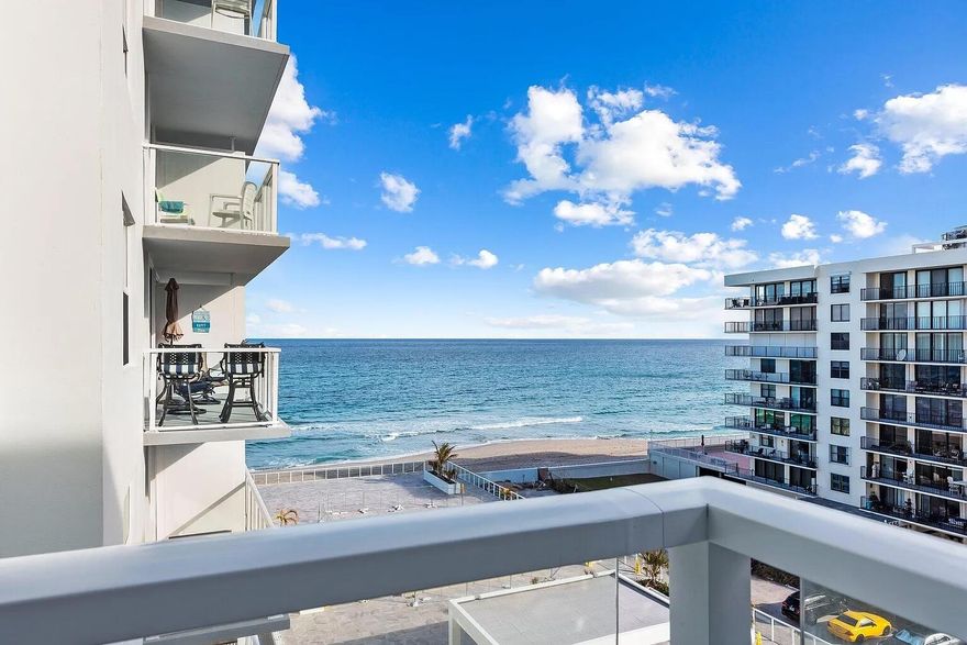 Enjoy the ease of beachfront living in this spacious 2-bedroom, 2-bath residence at The Patrician, ideally located on South Palm Beach Island. Positioned on the 6th floor, this light-filled unit offers desirable southeast exposure with views of the Atlantic Ocean and pool area. The kitchen features granite countertops, stainless steel appliances, and space for casual dining. New paint, new carpet, new AC unit. Ready to move in. The residence also offers generous closet space, impact windows throughout, and a functional layout designed for comfortable living. A glass-enclosed balcony extends the living space, providing a relaxing setting to enjoy the ocean breeze and surrounding views year-round. The Patrician is a full-service oceanfront building with amenities including 24-hour door service, a fitness center, library, community room, and direct beach access. The building has undergone significant concrete restoration and ongoing improvements to common areas and hallways. This property presents an excellent opportunity to enjoy the Palm Beach coastal lifestyle. Property is currently vacant. Please note that all interior listing photos have been virtually staged for illustrative purposes to assist with visualization; the unit is currently empty.