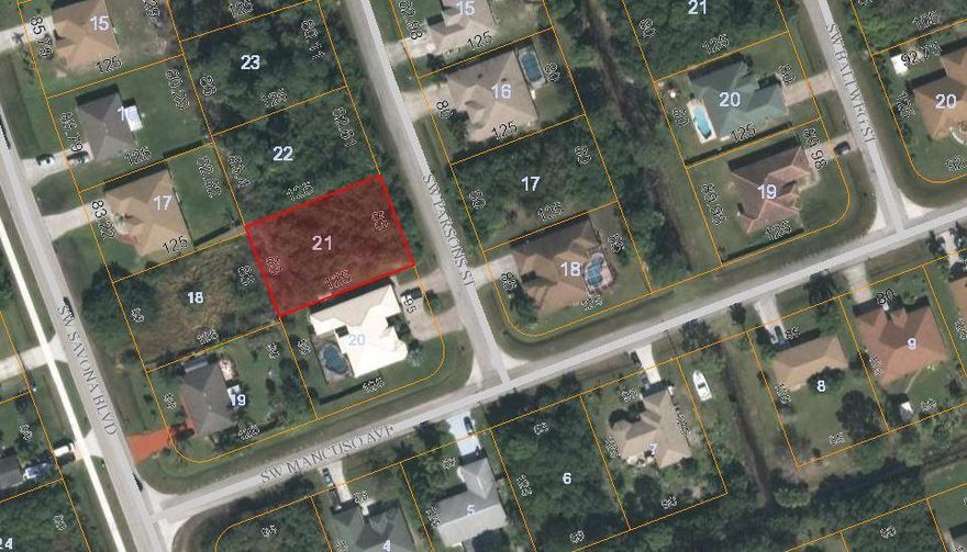 Great 83 x 125 Lot just off Savona, offering easy access to Traditions, Gatlin corridor and easy stress free access to I95 and turnpike Via Becker Road!
Low water/sewer assessment remaining, to be assumed by Buyer. Buyer to verify boundaries. No build time requirements of HOA fees!