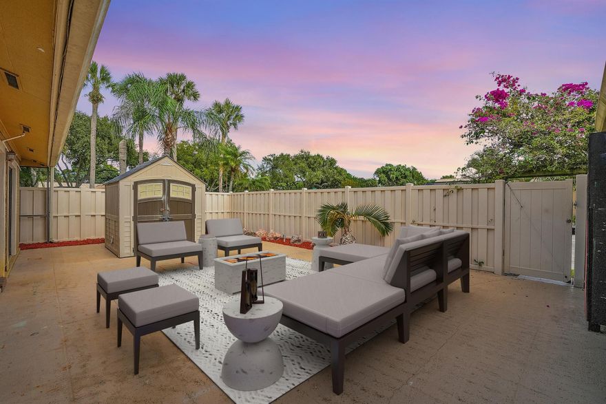 Experience exceptional value and style in this 3-bedroom, 2-bath townhome ideally located in Palm Beach Gardens--just 15 minutes from pristine beaches and zoned for top-rated schools. The split floorplan showcases soaring vaulted ceilings, abundant natural light, and a spacious primary suite for ultimate comfort. The modern kitchen features stainless steel appliances, while the expansive private patio offers the perfect setting for outdoor entertaining or even a future pool. Enjoy low-maintenance living and an abundance of amenities such as: full court basketball courts, tennis courts, racquet ball, TWO pools, and much more...  LOCATION MATTERS... Close to The Gardens Mall, fine dining, parks, and vibrant coastal attractions--where everyday living feels like a Florida getaway.