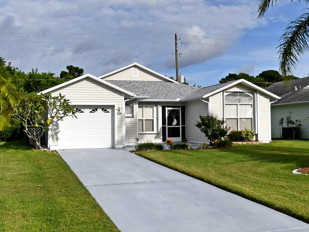 A 55+ gated community, manned 24/7. Charming, beautifully maintained 2 bedroom, 2 bath, 1 car garage CBS home. Meticulously kept. Has a formal dining room and formal living room that overlooks the backyard which is on a preserve. Living room overlooks the enclosed, covered back porch. The kitchen has a new stainless steel refrigerator. The kitchen has a large nook that overlooks the backyard. Large master bedroom with 2 closets.Master bedroom and living room both have sliding glass doors which lead to the covered porch. A/C replaced 2015, as well as new ducts and a dehumidifier. Roof replaced in 2020. A quick walk to the gorgeous community pool and fitness center. There's also pickleball, shuffleboard, and clubhouse. HOA includes lawn care,cable,internet,sprinklers,water & se