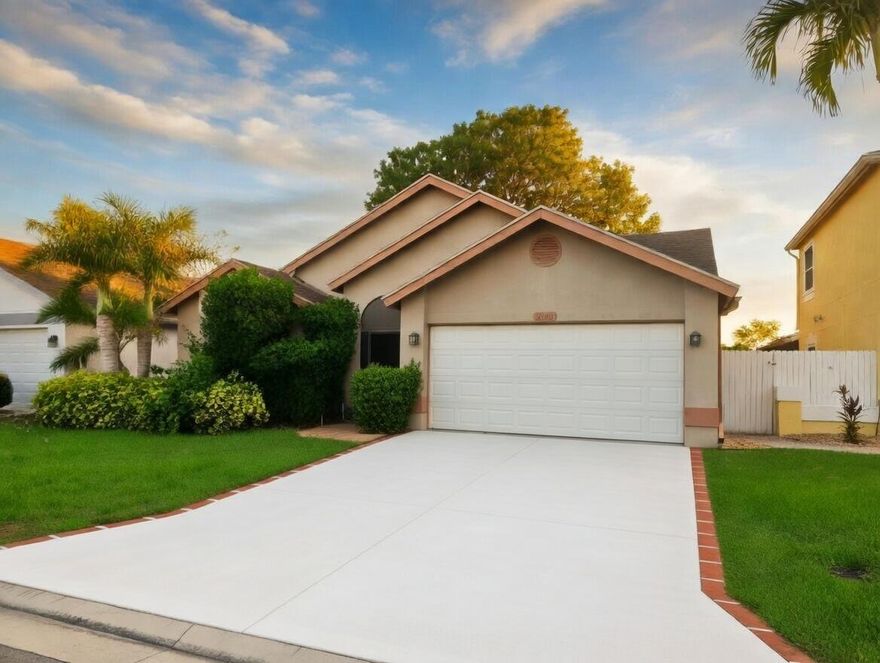 CANAL & SUNSETS!! Nestled in the desirable Waterway Cove community of Wellington, this beautifully updated one-story CBS home offers 3 bedrooms, 2 bathrooms, and a 2-car garage within 1,604 square feet of living space (2,064 total square feet). Built in 1989 and situated on a .12-acre lot, the property features a screen-enclosed, covered rear porch with stunning sunset views overlooking the canal. The home has undergone extensive interior renovations, including new copper plumbing in 4Q 2021 and new Eurotech impact windows and doors 3Q 2025, plus new flooring, baseboards, updated kitchen cabinets, a refinished wall opening to the family room, and fully updated bathrooms with a dual-sink vanity and modern shower in the master bath. Residents enjoy direct access to the Lakes of Wellington  via battery-powered watercraft only (no gas engines allowed), along with incredibly low HOA fees of just $40 per month (paid quarterly).      Per the documents uploaded in the system, the 4 point inspection was completed on 08.30.24 stating the roof had 12 years remaining of useful life; currently there is 10 years remaining per the report.  The seller is offering a 2% direct credit at closing to be used toward closing costs, agency fees, or a maintenance credit. A must-see canal-front home with peace of mind, low costs, and unforgettable sunsets.                                                                 Nestled in the heart of beautiful Wellington, Florida, the Waterway Cove community offers a charming mix of one- and two-story homes, each featuring 3-4 bedrooms and a two-car garage. With over 103 residences, standout interior and exterior details include vaulted ceilings, a spacious family room, granite countertops, a large eat-in kitchen, Roman tub, double-sink vanity, walk-in closets, carpet and ceramic tile flooring, shingle roofs, a screened patio, paved driveway, and scenic garden or canal views.  Wellington itself is ideally located in South Florida, giving residents access to an impressive lineup of entertainment. The weekly Food Truck Invasion has quickly become a local favorite, while kids and families can enjoy special events like Easter egg hunts, a children's triathlon, and free concerts at the nearby Wellington Amphitheater.  Just beyond your doorstep, Forest Hill Boulevard leads straight to the sprawling Mall at Wellington Green, home to over 170 stores and restaurants. With quick access to I-95 and the Florida Turnpike, both West Palm Beach and Delray Beach are only a 20-minute drive away, offering even more dining, shopping, and recreation.  Come see for yourself why Waterway Cove is one of Wellington's most beloved places to call home and check out the Building Permits in the document section.  Note: Information is deemed reliable but not guaranteed, some photos have been retouched or may appear lighter, brighter, or enhanced condition as actual lighting may have been different at the time taken.   The home is solid on the inside and out,  we are looking into the age of the roof, but there are no leaks as of the time of the listing.  Next door neighbor is a home inspector and did the original inspection when current seller purchased the home; and it was used by seller's before undergoing major renovation: plumbing pipe replacement, impact windows and doors, new flooring and baseboard, renovated kitchen and baths.   Seller is willing to credit up to 2% of an accepted offer at closing, which can be used by buyer for maintenance inspection items, new appliances, closing costs, or agents fees.    Broker info deemed reliable and subject to errors omissions & changes w/o notice. All measurements approx. Buyers Agent to be present with buyer(s) at all times. Property being sold 'AS-IS' w/right to Inspect. Buyers responsibility to verify all information before making any offers. Buyers must be prequalified from a licensed mortgage lender,  If one is needed, please reach out to Steven or Tenchi at Arch Mortgage Corporation  (561) 775-2724.  Unauthorized use of photography and video is prohibited