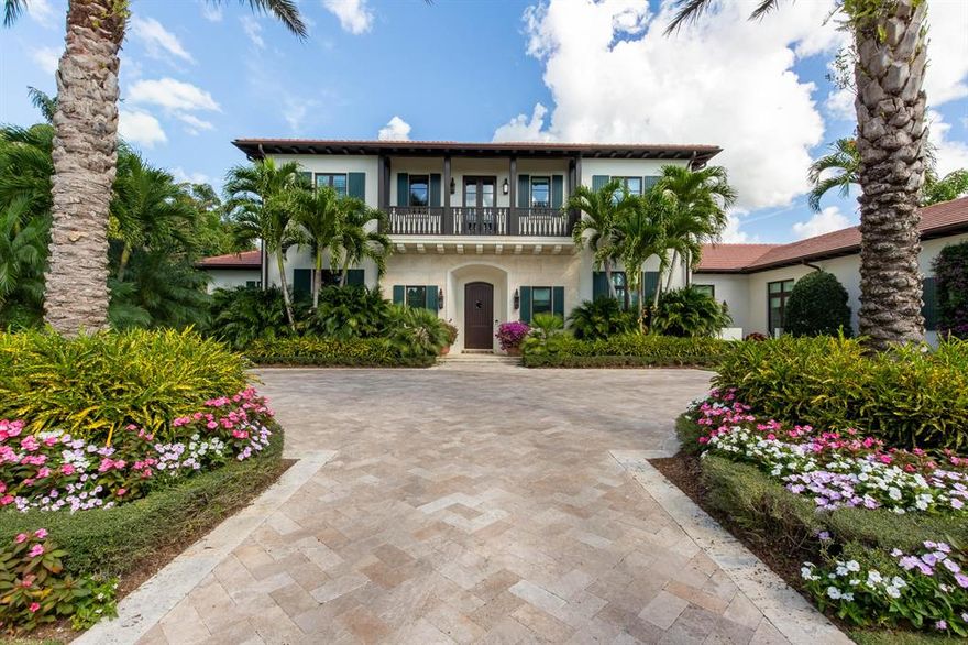 This exclusive Tuscan-styled estate is situated on a waterfront lot in the coveted neighborhood of Cypress Island within the Palm Beach Polo Club. Boasting over half an acre of land, the home overlooks the lake and the 16th green of the championship golf course. Built in 2014, the luxurious estate includes 7,862 square feet of living space, 5 bedrooms, 5 full and 2 half bathrooms, 3-car garage and an exquisite backyard retreat with a modern pool. The property features two privately gated driveways, home generator and impact glass windows and doors throughout. The refined interior offers handcrafted woodwork throughout, lofty coffered ceilings, gorgeous wood and marble flooring, a custom wine cellar and bar, an elevator, fireplace and much more. There is a main level guest suite complete with a private bath and wet bar as well as a second floor suite with access to the expansive balcony with amazing views. The oversized outdoor living area is equipped with retractable screens, outdoor kitchen, fireplace and blissful views.