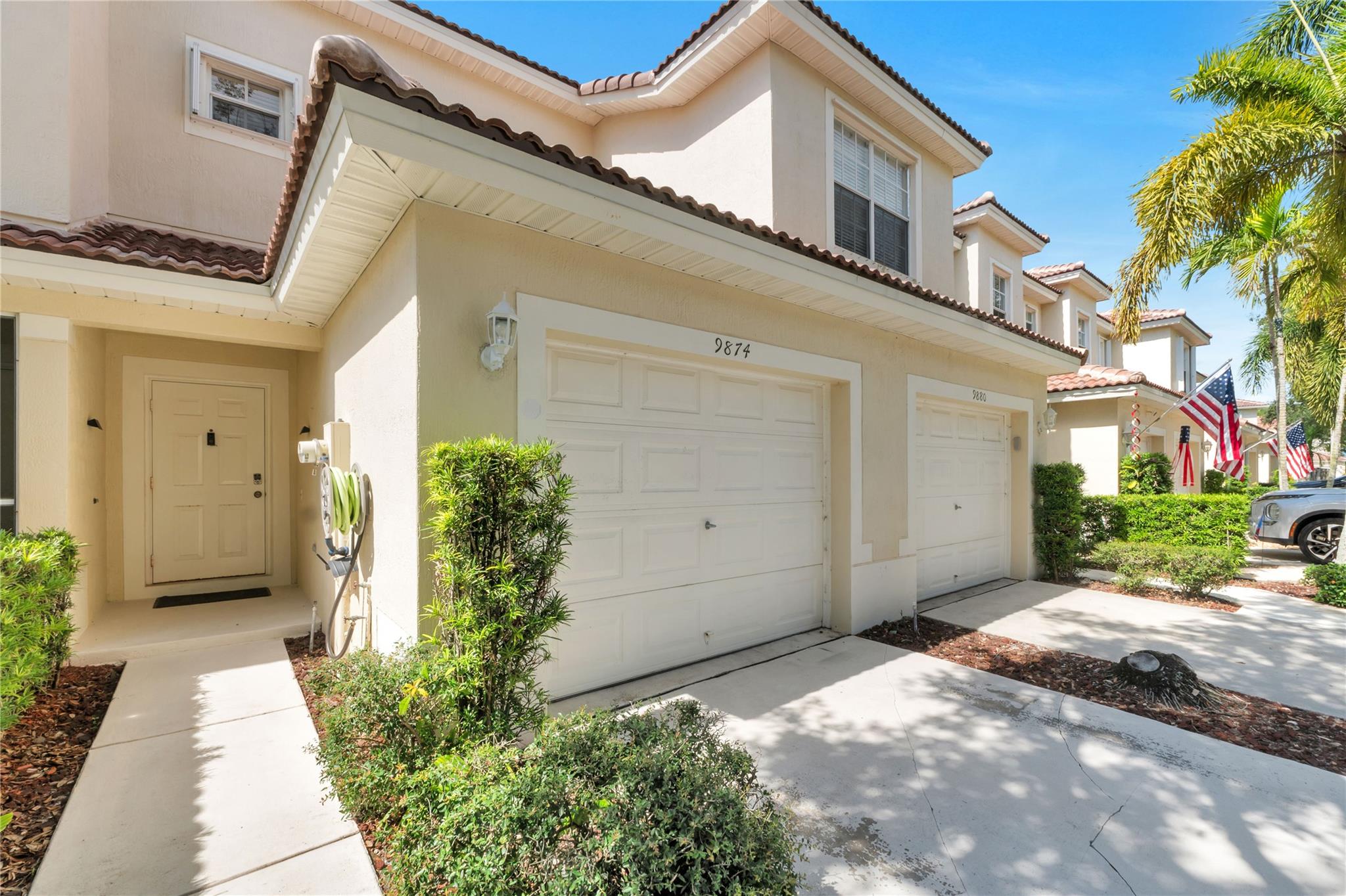 Enjoy resort-style living in this light-fill 2 bed, 2.5 bath Capri-model townhouse nested in the heart of Verona Lakes. This immaculate home features neutral tile throughout the first floor, bright open concept great room, with a spacious kitchen and oversized island. Vaulted master suite with dual walk-ins, a second bedroom with the convenience of an upstairs laundry. Out door living includes a screened patio, accordion shutters, and a one-car garage. Verona Lakes offers resort-style amenities pool, gym, clubhouse, tennis, basketball courts and much more. A must-see!