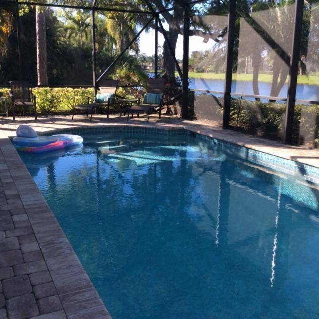 Looking for a refuge from the northern temperatures? Yearn to dip your toes in a saltwater pool while  replaying the memory of that incredible golf shot you made? It's here -- a fully furnished, turnkey snowbird rental! 2 bedrooms, 2 baths and a den, plus a galley kitchen and a dining room. Lovely, serene waterfront location in PGA Village --just move in and enjoy! 4 month minimum per the HOA. Credit and background checks required. Credit score minimum 685. HOA approval required.