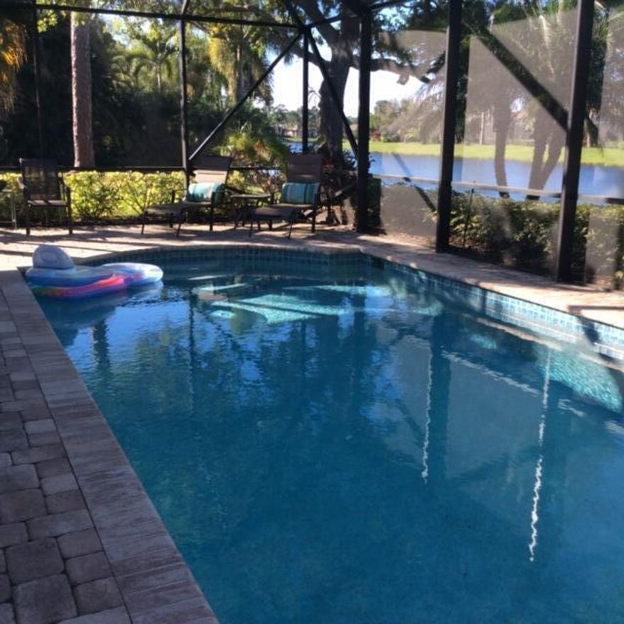 Looking for a refuge from the northern temperatures? Yearn to dip your toes in a saltwater pool while  replaying the memory of that incredible golf shot you made? It's here -- a fully furnished, turnkey snowbird rental! 2 bedrooms, 2 baths and a den, plus a galley kitchen and a dining room. Lovely, serene waterfront location in PGA Village --just move in and enjoy! 4 month minimum per the HOA. Credit and background checks required. Credit score minimum 685. HOA approval required.