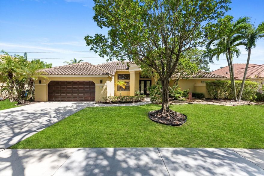 Entertainer's Dream located in the private gated neighborhood of Tequesta. This meticulously updated 5 bedroom, 3 bathroom residence offers luxurious living at it's finest. Move-in-ready, this spacious home has an abndance of natural light that features warm finishes throughout. Recently updated kitchen with custom cabinetry, quartz counters, waterproof flooring and wine fridge is the center attraction to the family room, dining and living rooms. Revel in breathtaking views of the new heated saltwater pool equipped with a 10 person spa, cold plunge and private garden featuring a cozy fire pit, ideal for fun evenings with family and friends. The primary suite is complete with soaking tub, dual sinks, private toilet room and walk in shower. AC 2024, pool and screen 2024 roof 2014, W/D 2016