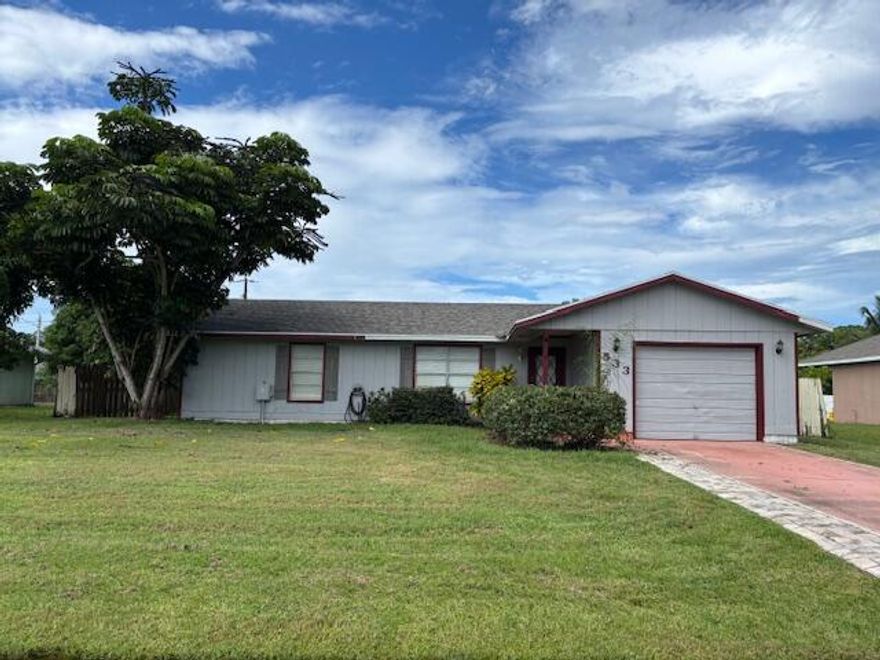 3-bedroom, 2-bath, 1-car garage frame home located in the desirable Swan Park neighborhood. Enjoy peace of mind with a brand-new roof (Jan 2025) and a quiet setting near Crosstown Parkway, the Florida Turnpike, St. Lucie West shops & dining, as well as Swan Park and Jaycee Park for outdoor recreation.Home Features include:Carpet, linoleum, and vinyl flooringPartially fenced yardScreened patioWalk-in closetCeiling fans in bedroomsThis home offers both convenience and comfort in a well-established, tranquil area.