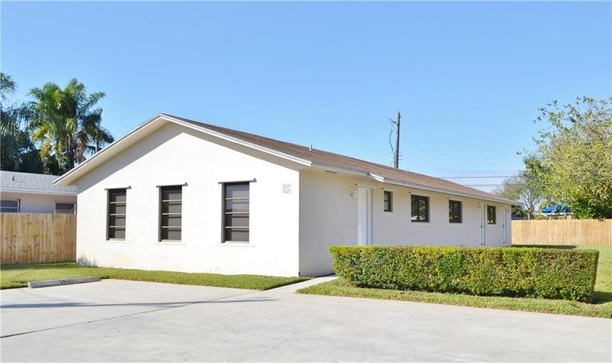 Immaculate property. Shutters, New A/C units, Laundry rooms. Tenants pay for utilities. Building design allows for the 3/2 to be used as a 2/1 and a studio. Three electric meters. Property rezoned to Central Johnson Street (C-JS). Redevelopment upside. Same owner since 1988. DO NOT DISTURB RESIDENTS. Call listing agent.