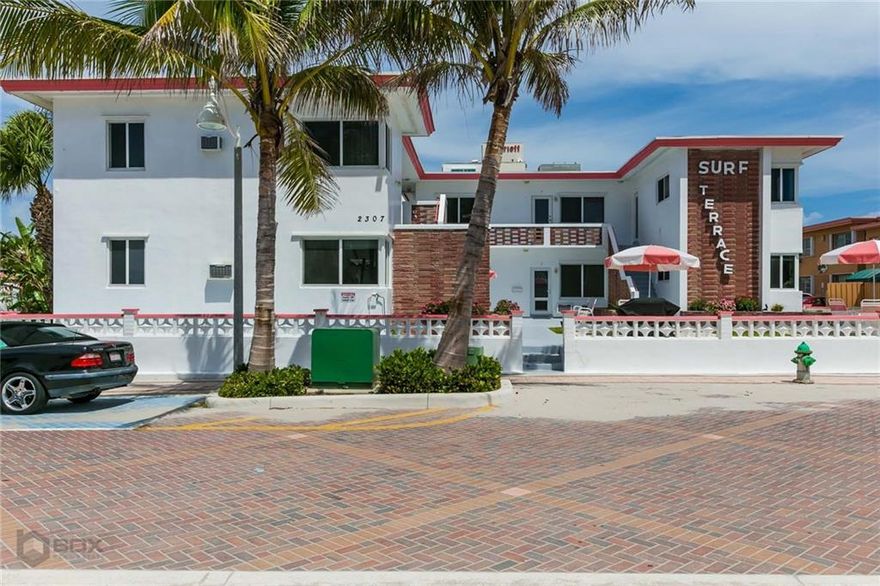 A once in a life time opportunity to own a garden style multi family property a stones throw from the beach and boardwalk. 9x 1 bedroom 1 bathrooms units, including 1 owners unit with office. 5 Ground floor units and 4 second floor units sitting on ~.30 acres.Second floor units have views of the ocean or intracostal watersAdditional storage rooms and laundry room.Open courtyard for guests or tenants.Value add property with under market rents.Full Parking lot could generate another $60,000 in annual income.2012 New Roof2012 Impact Windows and DoorsNewer HVAC in all units.