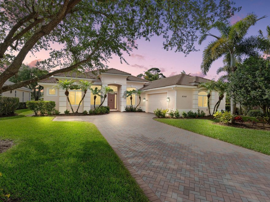 Stunning 3 bedroom plus office/den 3 bathroom 2 car garage pool home located in PGA Golf Village Cypress Point. Minutes from major highways, shopping and plenty of restaurants. 2 AC units (Main unit 2019, master suite 2023) Spacious living areas with high ceilings and crown molding throughout, freshly painted interior & exterior. Newly updated kitchen with granite countertops, newer stainless steel appliances, wall oven, cooktop and plenty of cabinetry for storage. Spacious master suite with tray ceilings, access to pool deck, walk-in closets with custom built-ins, dual bathroom vanities, spa tub and step in shower. Large screened in patio with paver deck, resurfaced heated pool & spa (2021), new saltwater system & pool pump installed in 2023 and overlooks the golf course!