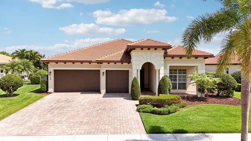 Located in one of Jupiter's most sought-after gated communities, this residence offers an exceptional lifestyle with a wide range of amenities designed to appeal to diverse interests. This beautifully maintained home has just been fully repainted on the interior, making it truly move-in ready. It features four bedrooms, three bathrooms, and a spacious three-car garage with its own split A/C system for added comfort and functionality. The highly desirable Monterra model showcases an open-concept floor plan with a seamless flow, making it one of the most popular layouts in the Rialto neighborhood. Step outside to your private backyard oasis, where a custom pool with a waterfall feature creates a true Florida resort-style experience. Situated on a lake just adds to its serenity and privacy.
