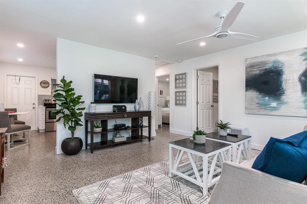 Available for immediate occupancy. Ideally located in East Delray Beach less than a mile to the beach and Atlantic Ave, this contemporary coastal retreat was just completely remodeled and decorated. The fully furnished two-bedroom unit has a spacious private backyard complete with outdoor furniture. Upgrades include new security system with cameras, laundry in unit, new kitchen and bath, new paint, new fans and lighting. Move-in ready to enjoy the holidays and South Florida season! Annually offer at $2,300/month. Tenant pays water, electric, cable and internet. Upgrades Include: Impacts doors and windows Brand new Blinds throughout New AC Units Custom Tile in Bathroom LED Lighting Custom Fans New Bathroom vanity
