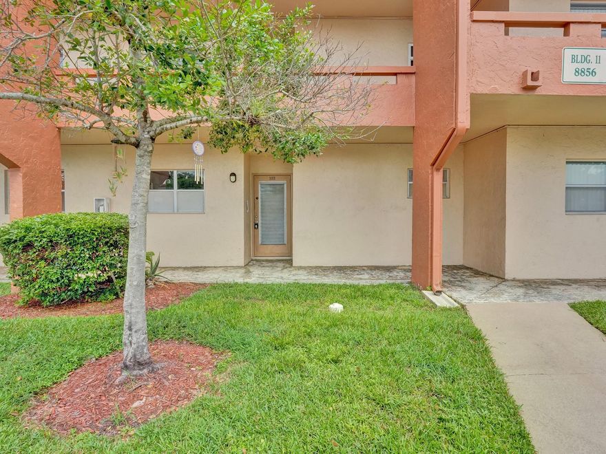 Welcome to the Greens of Tamarac. Spacious first floor One Bedroom/ One and a Half bath with a walk in closet. Recently updated kitchen (quartz counter tops, new cabinets, lighting, and tile floors). Bright kitchen with a large pass through window. Updated half bathroom. The home home has laminate and tile floors throughout. Freshly painted throughout. Enclosed patio with laminate floor. Close to the highways, restaurants, and shopping, Heated Community pool, and Clubhouse, ping pong, pool table, bocce court, Shuffle Board, Laundry facilities. Well maintained community.Minimum credit score is 680. 25% down payment required. One Resident 55+ has to be the primary owner.- 12-month HOA deposit (to be returned in 2 years if financing). No Rentals