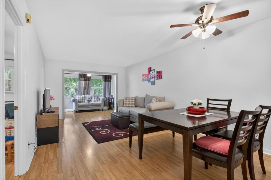 Rarely available 1BR/1.5BA condo in the desirable 55+ Holiday Springs Village. Ideally located directly across from the clubhouse, this move-in-ready unit features a new 2025 AC, updated GE electrical panel, and new stainless steel appliances. Modern laminate floors run throughout the spacious layout, which includes a versatile den/enclave perfect for a home office or guest room. The primary suite boasts a large walk-in closet and private en-suite bathroom, plus a convenient half-bath for guests. Includes a private storage unit. Building offers on-site laundry and ample guest parking. Enjoy resort-style amenities including a pool, tennis courts, and recreation center.