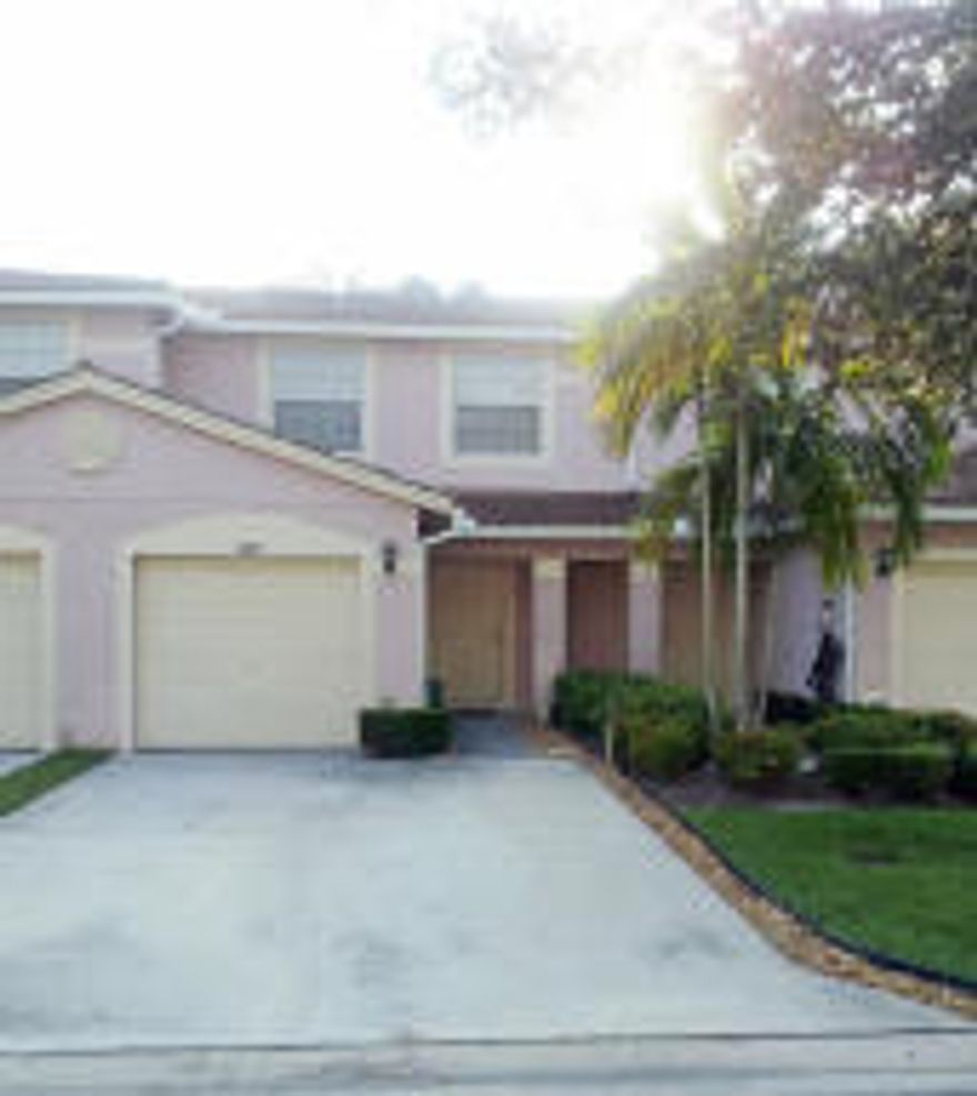 Renovated Town Home in the heart of Delray. Gated Community, with pool and playground area. Home features include: neutral paint throughout, crown molding, tiled main floor, with large living room and dining room area. The upstairs features bamboo flooring. Master bedroom has double closets and serene private garden views. Full size washer & dryer included. Sizes/measurements are approximate. No representations and/or warranties are expressed or implied in this listing.