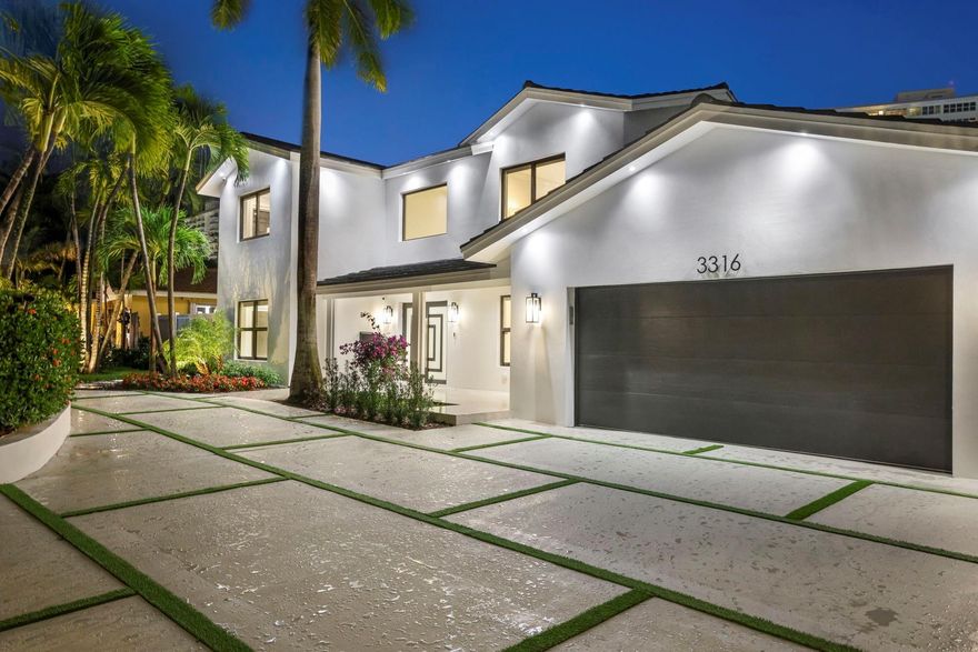 Absolute Masterpiece! Once-in-a-lifetime opportunity to own your brand-new waterfront coastal modern home rebuilt from the concrete up in sought-after Bermuda Riviera in East Fort Lauderdale. This 4BD/4.5B residence showcases exceptional craftsmanship exuding high-end finishes throughout. Taj Mahal stone accents welcome you at the entry. Chef's kitchen featuring Wolf induction range, Sub-Zero fridge/freezer, custom hood, under-counter lighting, and butler's pantry. Additional room ideal for office/flex space. Fully equipped smart home with security system. Spacious bedrooms with spa-inspired baths and illuminated mirrors. Outdoor waterfront oasis with highly coveted southern exposure. New pool featuring lighting, fountains and a brand-new dock perfect for relaxing and entertaining!
