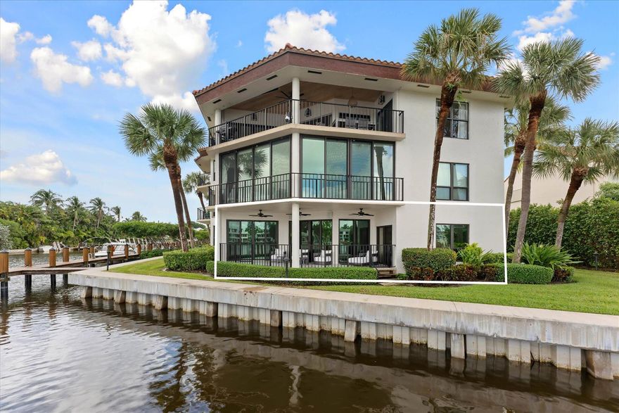 Welcome to your private waterfront residence at Waterway North! Offering exceptional comfort, privacy, and an ideal location. This fully furnished 3-bedroom home features direct Intracoastal views, a private dock for up to a 36' boat, and convenient access to both the ocean and Atlantic Avenue. One block from the beach, close to dining, shopping, and entertainment. Inside, contemporary design blends with coastal finishes. Floor-to-ceiling impact glass provides natural light and water views from the main living areas and primary suite. The open-concept kitchen includes custom cabinetry, quartz countertops, and high-end stainless-steel appliances. Additional features include Restoration Hardware furnishings, Italian tile flooring, covered parking, guest parking, and community pool.