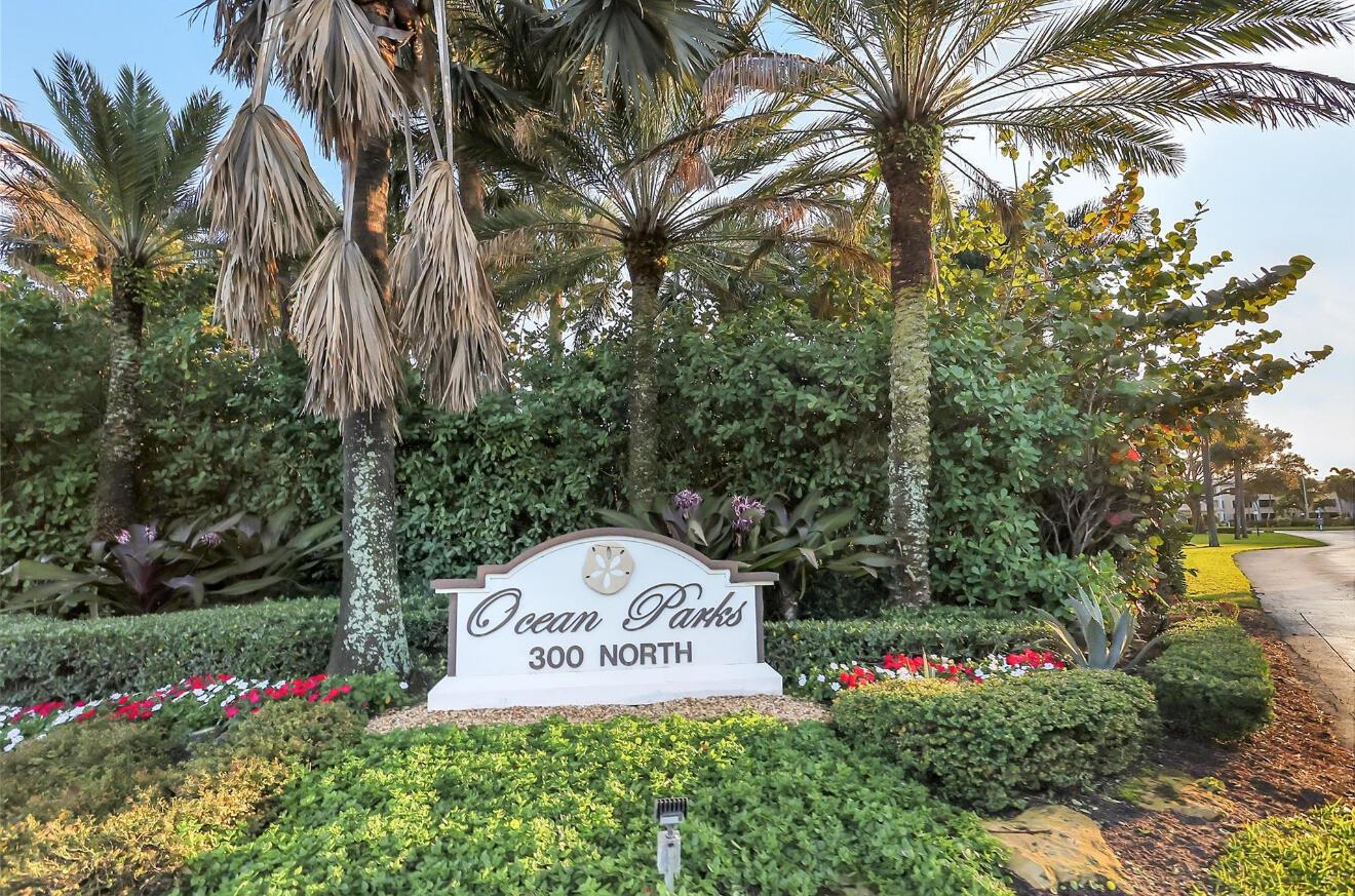 Enjoy coastal living in this first-floor condo in Jupiter, Florida. Just an 8-minute walk through a private gate leads to Jupiter's pristine beaches, while a 5-minute drive takes you to waterfront dining with Jupiter Lighthouse views. Situated between the ocean and Intracoastal, just across the street from Jupiter Beach Resort. Recently renovated, the condo boasts an open floor plan, a remodeled kitchen with custom cabinetry, granite countertops, and modern appliances, and a spacious living/dining area. Relax on the screened-in patio with peaceful garden views, ocean breezes, and beautiful sunrises. Remote-controlled fans, and a dazzling crystal chandelier. Located in Ocean Parks, enjoy two pools and a clubhouse, 1 assigned parking space right in front of the unit.
