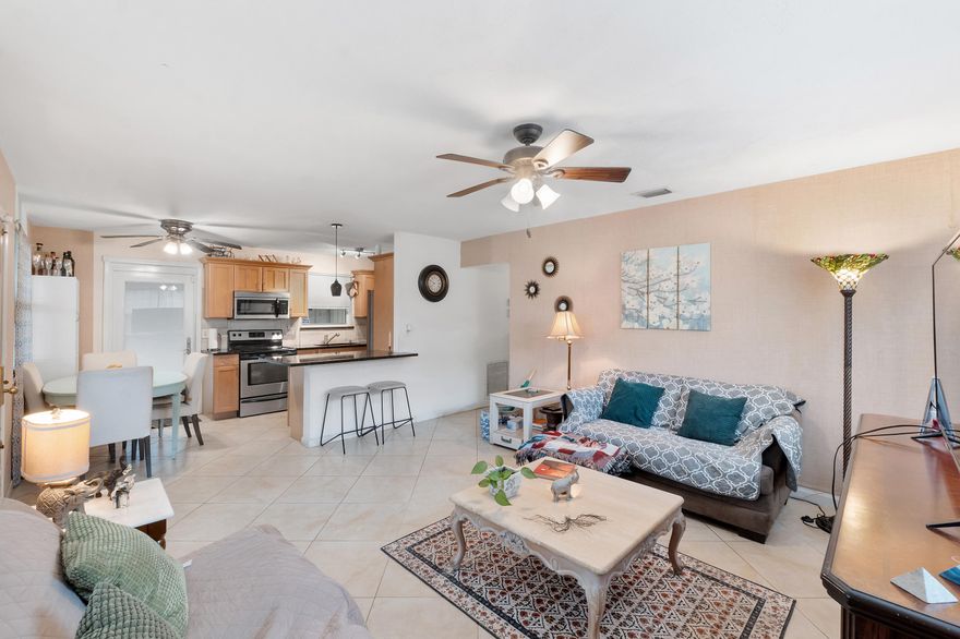 PRICE TO SELL Approximately 1,040 square feet of living space awaits in this charming house. With three bedrooms and one bathroom, this home offers a versatile layout. Open kitchen with nice dark elegant countertops, wood cabinetry and stainless-steel appliances, Brand new refrigerator. Full High Impact windows and door for safety, Spacious screened porche for relaxation. Lots of greenish to recreate a nice landscaping. Easy to show.