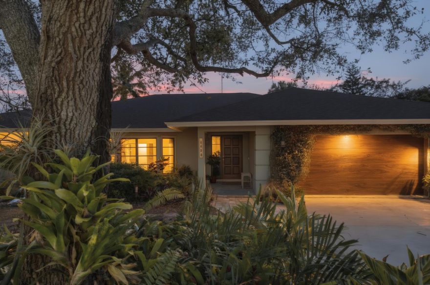 Discover an incredible opportunity to own a property in the highly desirable Rocky Point neighborhood. This spacious four-bedroom concrete block home features a split floorplan that enhances privacy and functionality. A large office/den conveniently located off the master suite provides an ideal space for work or relaxation. The oversized rooms off the family area create a comfortable atmosphere, and the property boasts a fully-equipped cedar lined sauna with a private entrance that opens up to the expansive pool area. Set on nearly half an acre, this home offers a private oasis with a lush, park-like setting centered around a generous pool. Enjoy the breathtaking sunsets just a short walk away at Maggie's Park or Twin Rivers Intercoastal Park. With waterfront dining and shopping conveniently close by, this residence combines tranquility with accessibility. Best of all, there's no HOA! Don't miss out on this amazing opportunity!