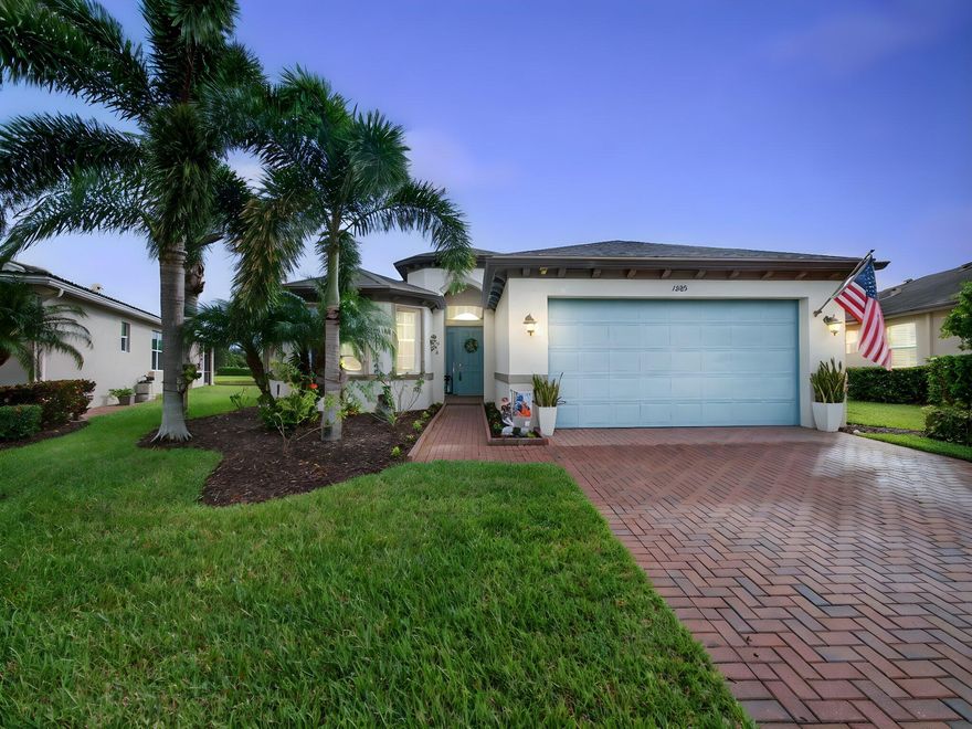 Welcome to this beautifully maintained Gulfstream model located in the desirable 55+ community of Lake Park at Tradition. This 2 bedroom + den, 2 bathroom home sits on one of the most preferable waterfront pie-shaped lots, offering both privacy and peaceful views. The fully fenced yard provides plenty of space for pets, play, or adding your dream pool. Enjoy the oversized, covered, and screened-in patio with extended pavers—perfect for relaxing or entertaining. The impact-rated hurricane screen enclosure allows for daily use, providing shade and rain protection. Additional features include a newly installed A/C (Oct 2025), impact-rated garage door, and accordion hurricane shutters throughout for ultimate peace of mind. Inside, the open-concept layout and split floor plan create a bright, airy feel with abundant natural light. The home also showcases mature fruit trees including mango, olive, Myers lemon, and sugar apple.

Residents of Lake Park enjoy an all-inclusive HOA covering lawn care, mulching, full irrigation system use and maintenance, house phone, alarm system, high-speed internet, and cable TVmaking this the perfect low-maintenance Florida lifestyle!