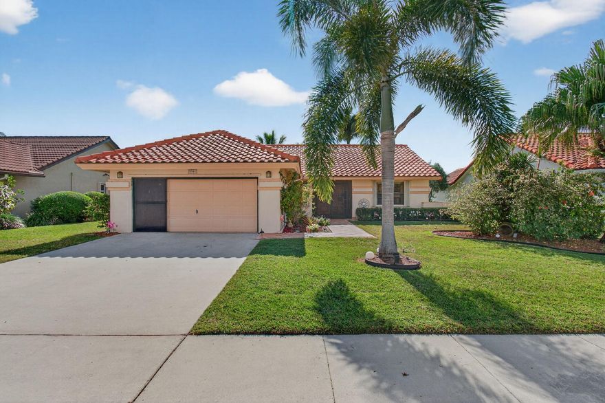 This CBS home in a desirable Boynton Beach neighborhood offers solid structure and several important mechanical upgrades, including a 2022 A/C, 2022 water heater, accordion shutters, and a large covered patio overlooking the water. The interior provides comfortable open plan living areas and a practical layout. The homes current condition is reflected in the price. This property presents a good opportunity to purchase a great home and update it to your own preferences over time.