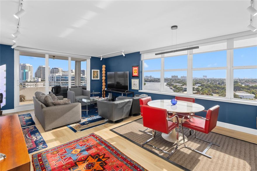 Step into one of the most commanding views in Fort Lauderdale. This rarely available corner 2-bed, 2-bath residence delivers a panoramic sweep of the Atlantic Ocean, the full Intracoastal Waterway, and the downtown skyline, all from the privacy of your elevated perch on the 11th floor. Walls of glass wrap the living space in natural light from sunrise to sunset. From morning ocean glow to evening city sparkle, the views rival those found in higher-end buildings along Intracoastal Drive, making this one of the most desirable vantage points in Sunrise Tower. The spacious layout includes a bright open living area, split bedrooms for privacy, and generous storage throughout. Impact windows and doors are already in place, adding comfort and peace of mind. Both Bedrooms enjoy wide water views!