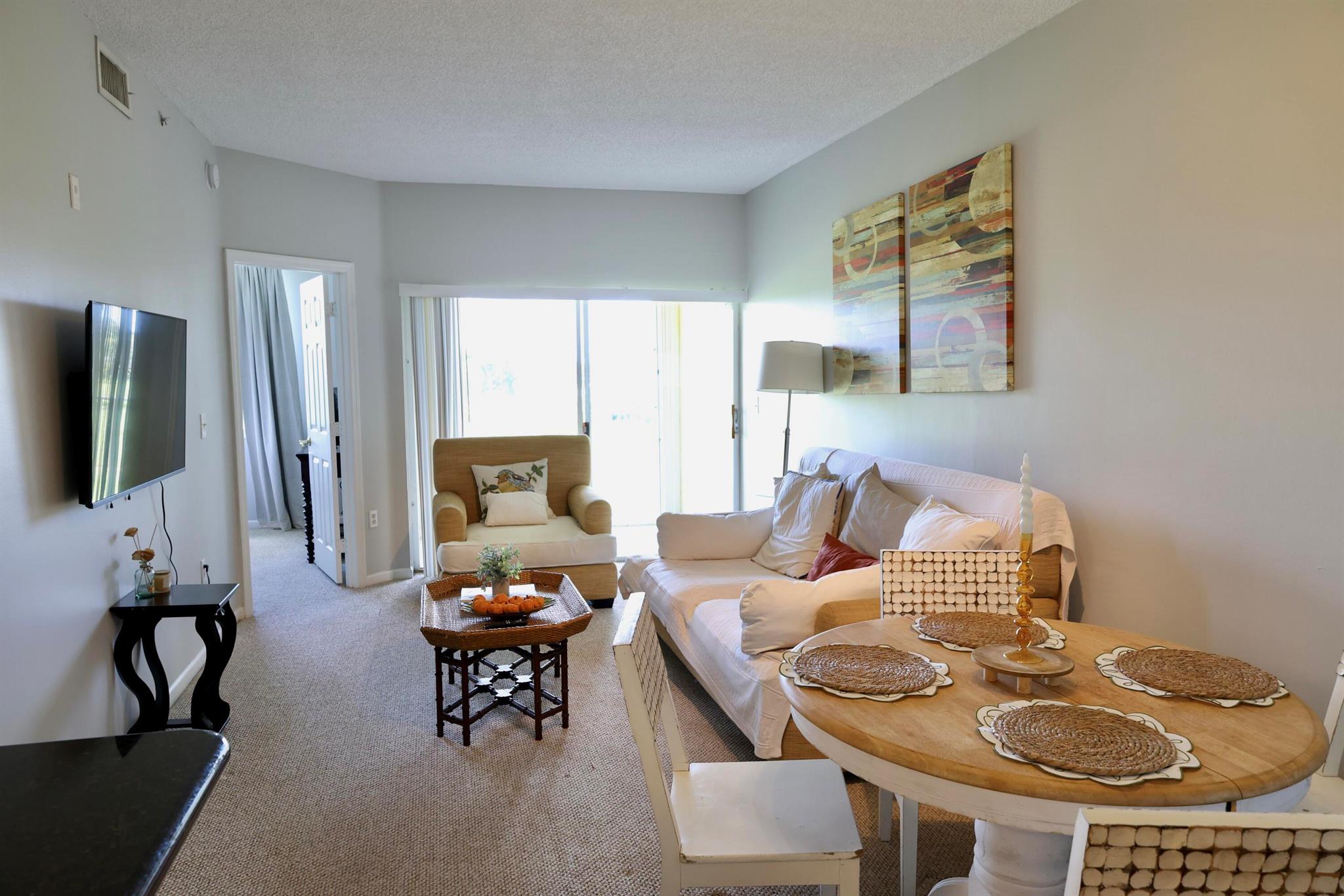 Your condo for Season 2025-2026! Quiet, gated Arissa Place condo just minutes to Wellington International (WEF), Global Dressage, and National Polo Center. 3BR/2BA, in-unit washer & dryer, and a well-equipped full kitchen. Comfortable, practical layout--ideal for riders, trainers, grooms, or seasonal staff seeking convenience and proximity to all venues.