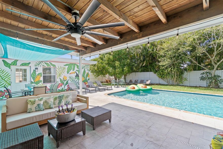 Luxury Seasonal Rental available January - April 2026. Spend your winter in paradise! This tastefully furnished 4-bedroom, 2-bath home offers a perfect blend of comfort and coastal living. Step into a spacious open floor plan, decorated to be modern and beachy. Upgraded kitchen and baths, vinyl flooring, three 70" TV's, walk-in closet, indoor laundry room. Enjoy the best of outdoor living with a newly resurfaced Pool, covered outdoor patio + TV, outdoor shower, BBQ, and large grassy area. Perfect for entertaining or relaxing in your own tropical oasis. Fully equipped with all the bells and whistles needed for a comfortable seasonal stay. Just minutes to beaches, dining, shopping, golf, and more. All utilities and maintenance included in rent. Pets welcome. Your seasonal retreat awaits!