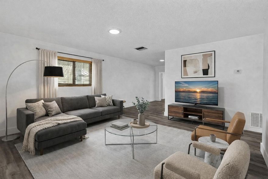 Renovated 2br, 1bath single-family home in a 55+ community. The property features impact windows brand-new kitchen, new flooring throughout, and a completely remodeled bathroom. New washer and dryer ! Low HOA dues