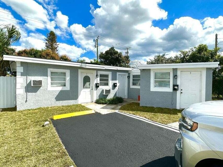Discover a fantastic investment opportunity with this well-maintained triplex located in the heart of Pompano Beach. This property features three units: two 2-bedroom, 1-bath units, each with 500 sq. ft. of living space, and one efficiency unit with 210 sq. ft. There are no HOA fees. Conveniently located near Norcrest Elementary, Deerfield Beach Middle, and Deerfield Beach High School, this property is perfect for investors or those seeking additional rental income. Ample parking is available with three open parking spaces. Don't miss out on this prime investment opportunity.