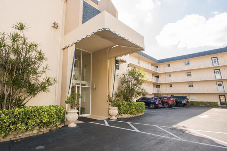 The Brittany is an immaculate community steps from the ocean and wide walking path. Large two bedroom two bath unit with lots of closet space Tiled throughout and uniformly painted. Includes water, basic cable and community pool is heated. Intercoastal and pool view from balcony. Very private.