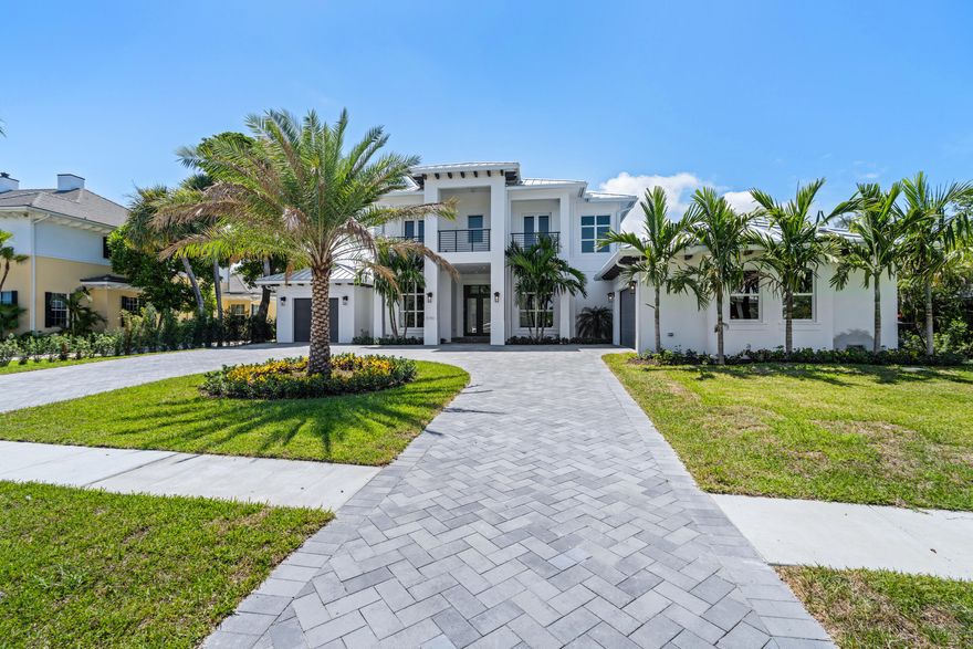 Brand new immaculate waterfront  contemporary dream home with 115 SF of waterfrontage in the gated private community of Hidden Key. This waterfront neighborhood is situated off coveted PGA Blvd with intracoastal and canal views. It's navigable and accommodates 30' boat T-Top style as there is a fixed bridge.
This home has 2 master bedrooms perfect for in-laws or guests. Stunning open floorplan with luxury finishes and views in every room. Complete Miele kitchen package with 60'' panel refrigerator, 48'' gas range, and panel ready dishwasher.
Outdoors enjoy the Florida lifestyle featuring a summer kitchen with wine cooler and built-in grill overlooking the heated saltwater pool and jacuzzi. Quick access to the intracoastal. Floorplan is illustrative and has been modified to have 5 bedrooms and additional SF. Must see in person!