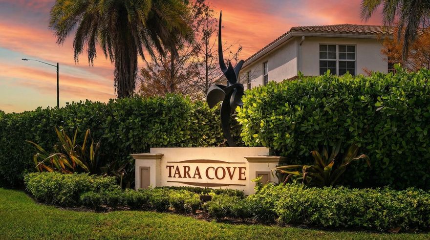 Rare opportunity to own a premium end-unit townhome with serene lake views in the gated community of Tara Cove. This spacious 4-bedroom, 3.5-bath residence offers nearly 2,000 square feet of living space filled with natural light thanks to its desirable end-unit location. 
The first floor features a private en-suite bedroom ideal for guests, in-laws, or a home office set up, along with an additional half bath for added convenience, 
Recently painted and professionally staged, the home features tile flooring in the main living areas and a functional open layout ideal for everyday living and entertaining. Enjoy peaceful water views from your private setting while benefiting from the added privacy of having only one neighboring wall. Centrally located just minutes from PBI Airport, mayor highways, shopping centers, dining and malls. This home offers both convenience and comfort in one of West Palm Beach's most desirable gate communities.