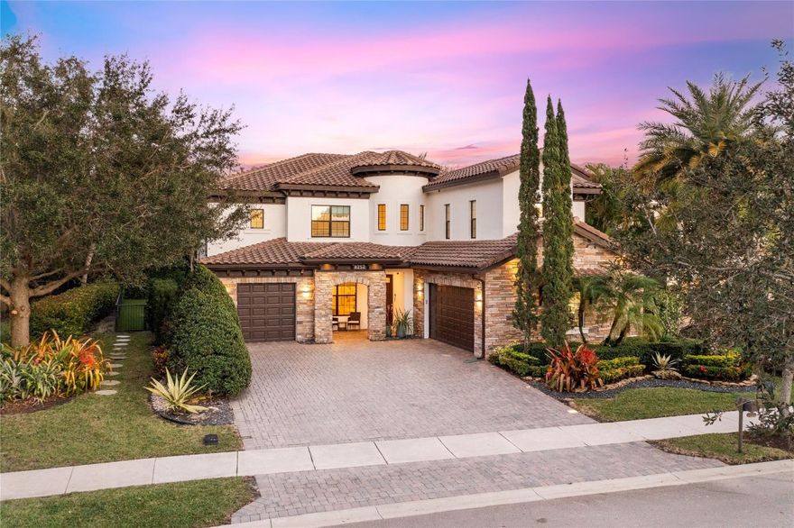 Here is the Dream Home You've Been Waiting For! Stunning Bolano Model Features 5 Beds, Plus Added Media Room, 5.5 Bathrooms, Custom Wine Room, Resort Style Pool w/ Spa, Outdoor Summer Kitchen, Oversized Gourmet Kitchen with Jenn-Air Stove, Custom Closets, Impact Windows, Built-In Garage Storage, One Bedroom Suite w/Bathroom Downstairs, Primary Bedroom Upstairs, Balcony Overlooking the Award Winning Golf Course, Corner Lot w/ Extra Privacy, Freshly Painted Interior, Live the Country Club Lifestyle Here! Resort Style Amenities Include On Site Restaurant, (The Park), Tiki Bar, Luxurious Pools, Fitness Center, Kids Club, Spa, Splash Park, Playground, Tennis, Pickleball, Basketball, Non Equity Membership Community, Golf Membership is Optional, A+ Schools.