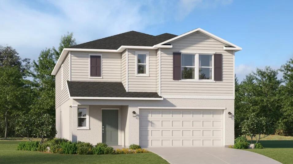 This new two-story home boasts a modern layout with an open-concept floorplan consisting of a stylish kitchen, dining room and family room on the first floor. A convenient bedroom is located toward the back of the home, perfect as a guest suite or home office. Five additional bedrooms can be found upstairs, including the luxurious owner's suite, surrounding a versatile loft space.