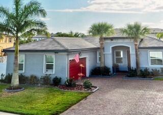 Welcome to your very own tropical paradise! This 3 bed/3 bath plus den POOL home on a fully fenced, almost half-acre corner lot in the Copper Creek Community. Enjoy the open floor plan with tile throughout, upgraded kitchen and bathroom cabinets, quartz countertops and upgraded fans and lighting fixtures throughout. Plantation shutters on every window and slider door. The kitchen features high end two year old s/s appliances and a large island for meals and entertaining. Step outside to your refreshing salt water pool with travertine deck, shed and a hurricane-rated gazebo perfect for entertaining.Easy to maintain lush landscaping, oversized driveway for extra parking, Reverse Osmosis whole house water system, gutters and a zoned well for irrigation. This gorgeous home is move-in ready!