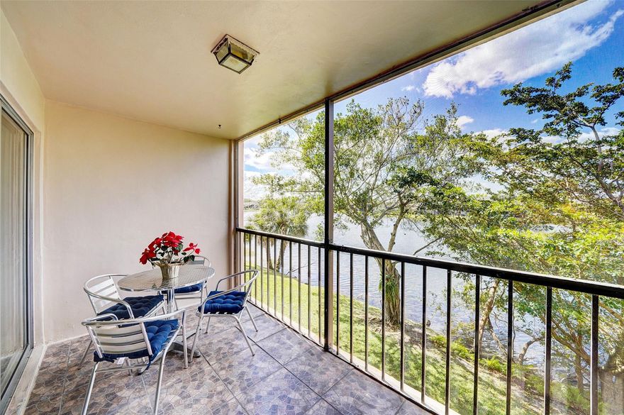 Great Sunrise Location! Large screened-in patio with gorgeous water views! Spacious floor plan with lots of natural light! Large Main bedroom. Plenty of closet space. Stainless Steel Kitchen Appliances.Two Front Windows are impact-resistant.  The building is located at the back of the complex – secluded and private. There is plenty of guest parking directly in front of the building. Association fee covers: Common Area, Elevator, Insurance, Laundry Facilities, Bldg. Exterior, Lawn/Landscape Care, Trash, Parking, Pest Control Interior, Pool Service, and Water.CONVENIENTLY LOCATED NEAR SHOPPING, RESTAURANTS, ENTERTAINMENT AND PUBLIC TRANSPORTATION. Amenities include POOL and TENNIS. ALL AGES WELCOME.Low maintenance. 40-year Cert. has been completed.
