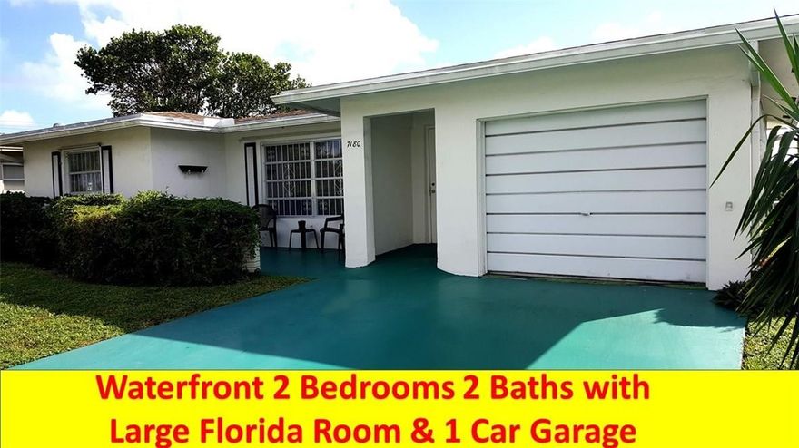 Great Find in the Heart of Margate!   2 Bedrooms 2 Baths Waterfront Single Family Home with 1 Car Garage & Large Florida Room.  Brand New Roof, Newer A/C, Double Driveway, Private large Yard with Water View, Lawn Irrigation Using Canal Water.  Community Heated Pool & Clubhouse with Men's and Women's Spa, Pool Tables, Ping Pong, Shuffle Board, Card Tables.  Make this your home.   Square footage is base on Broward County tax information not warranty of it's accuracy.