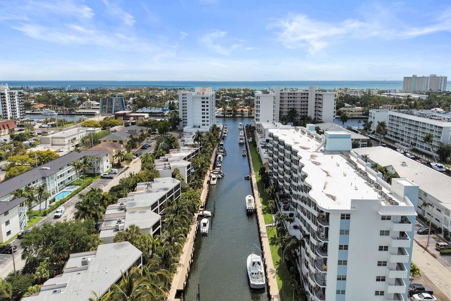 Enjoy the best of Florida coastal living from this 2BR/2BA canal front condo with ocean access (no fixed bridges!). The condo features an updated kitchen with granite countertops, tile backsplash, and newer appliances. Relax on your private balcony with canal and ocean views. Building has passed 40- and 50-year inspections with funded reserves and no special assessments. Amenities include heated pool, sundeck, private storage, available boat dockage, and pet-friendly living. Association dues includes cable and internet. Walk to beach, dining, and nightlife!