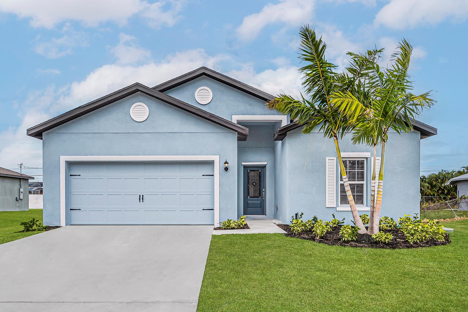 Ask about our Sunsational Summer Savings! The Coral floor plan features five spacious bedrooms, a covered patio, two-car garage, double-sink vanity, granite countertops, 9'4" ceilings, and a walk-in pantry. The chef-ready kitchen includes long countertops, a large island, stainless steel appliances, white cabinets, and room for all your favorite snacks. Perfect for dinner parties, the open layout and spacious dining area create a welcoming space to gather. After dinner, enjoy conversation under the covered patio. In Vero Beach, your family will love beaches, local shops, Disney’s resort, McKee Botanical Garden, and more—all close to home.