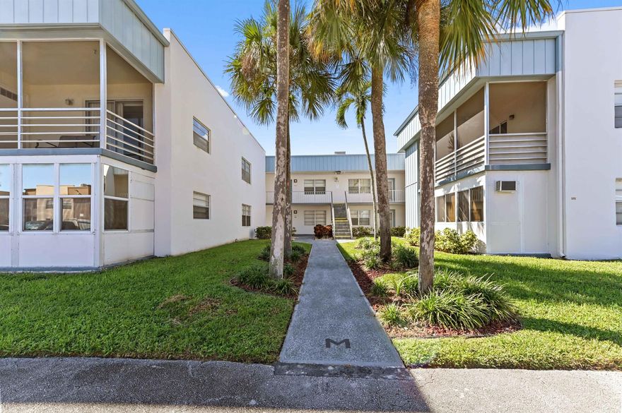 Welcome to 616 Burgundy M, located in the desirable Kings Point 55+ Community in Delray Beach. This charming 1-bedroom, 1.5-bath second-floor unit offers a comfortable and low-maintenance lifestyle in one of South Florida's most active adult communities.The home features a covered and screened patio, perfect for enjoying the Florida weather year-round. The air conditioning unit was recently replaced,  providing added peace of mind. Inside, you'll find a bright and open living space, a functional kitchen, and a convenient half bath for guests.The Kings Point community itself is nothing short of extraordinary. Feel free to test your skills at two 18-hole golf courses, impeccably designed by famed architect Robert Trent Jones, Sr.