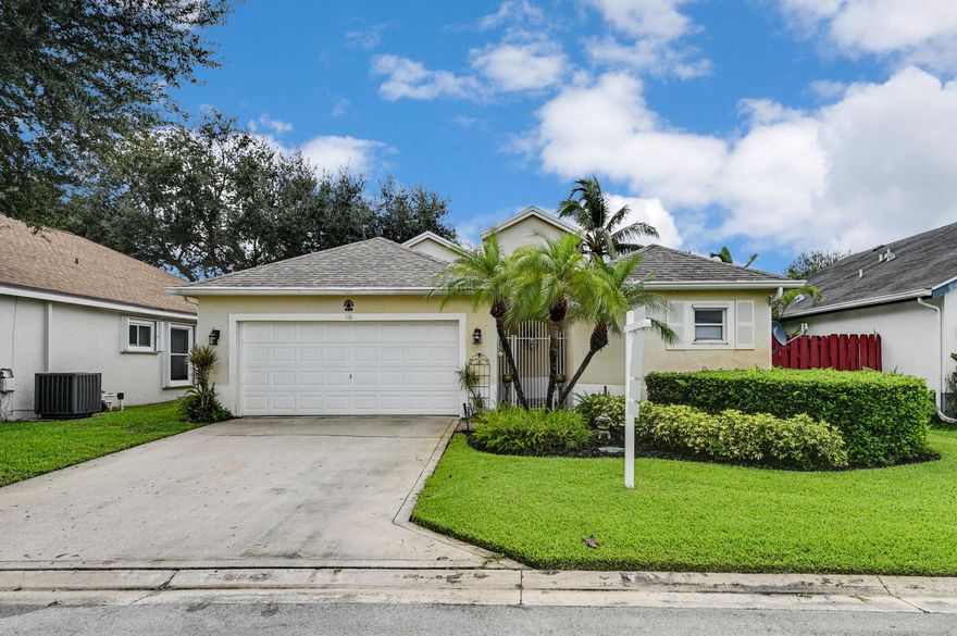 Elegant and spacious lakefront home with 1 bedroom & 1 bath guest house & a wonderful courtyard in exclusive community of Saratoga at Royal Palm. NEW ROOF installed 2016. Come inside and be greeted by spacious living areas, along with an inviting kitchen with new Maytag appliances. The guest house is the perfect space for a private office or a game room. All of the bedrooms are spacious as well and offer ample closet space. Outside you will enjoy beautiful courtyard and is located just minutes to the Turnpike, I-95, Wellington, Boynton Beach, Downtown West Palm Beach, gorgeous area beaches and 3 international airports. Community is a well maintained community which offers its residents many resort style amenities such as a private pool & tennis courts.